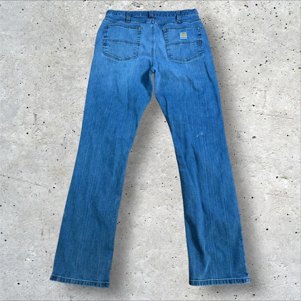 Carhartt Mens Relaxed Fit Straight Leg Jeans 34x34 Blue Denim Workwear Pants